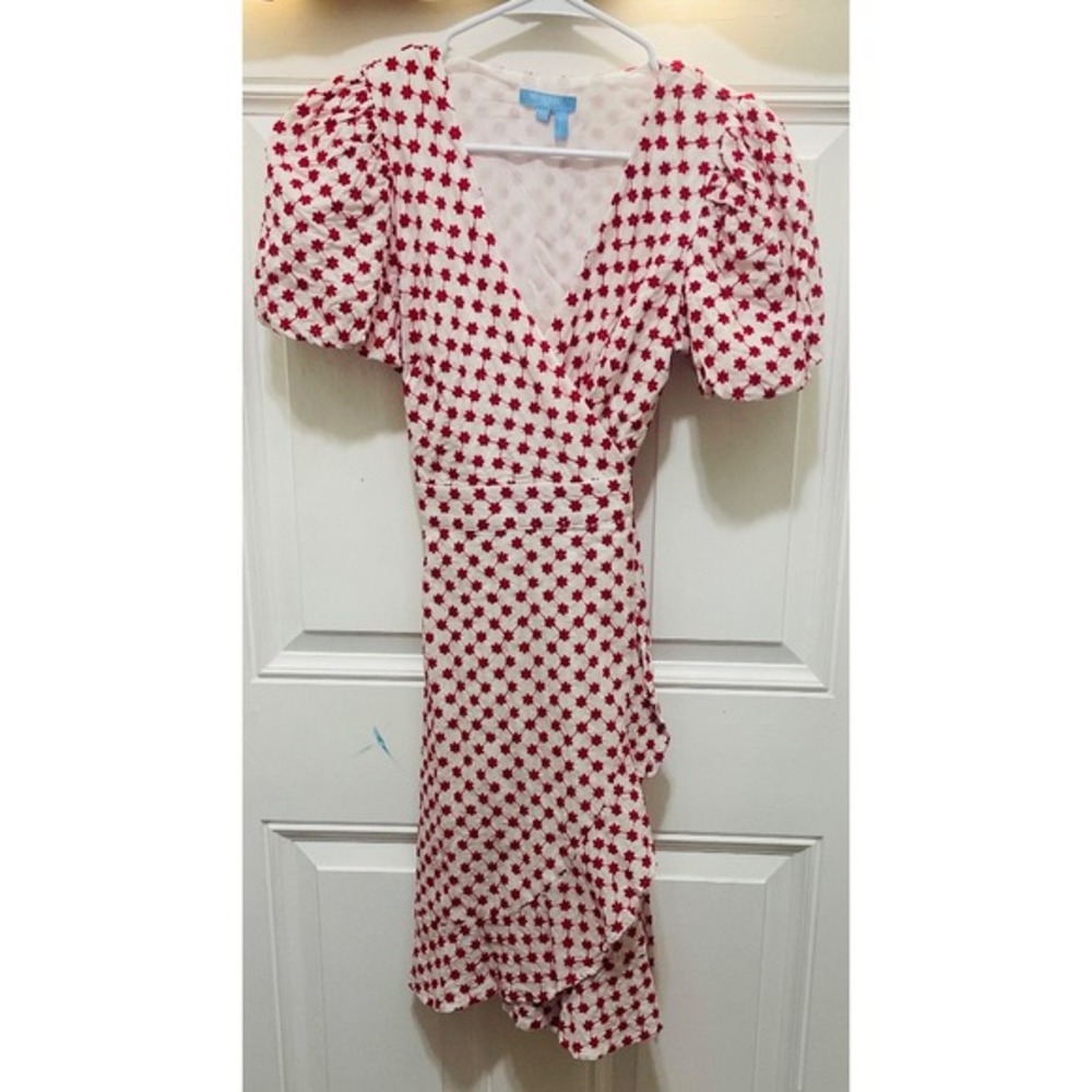 Draper James RSVP Wrap Dress Puff Sleeve Polka Dot Mini‎ Dress XS